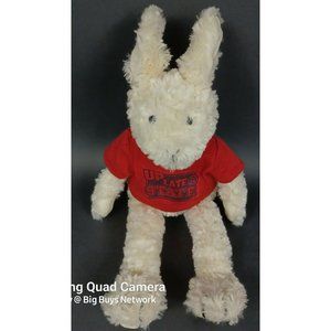 JellyCat 16" Slackajack Cream Fur Bunny Rabbit Plush & Red "Up Late @ STATE" Tee